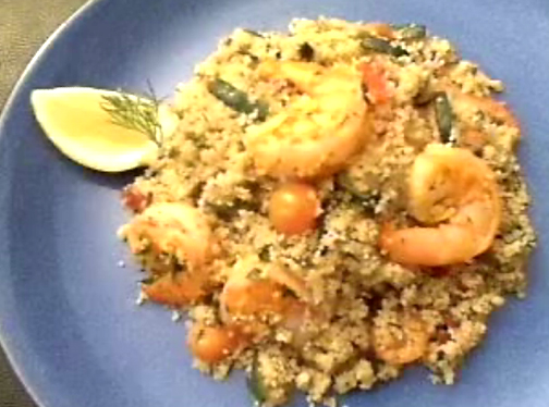 Grilled Shrimp And Vegetables With Pearl Couscous